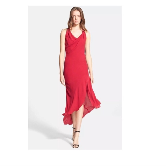 NWT $475‎ Haute Hippie Cowl Neck Racerback Silk Dress Red [SZ Medium ] - Picture 9 of 9